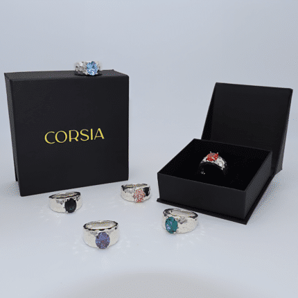 Anillo María con circonita de color.