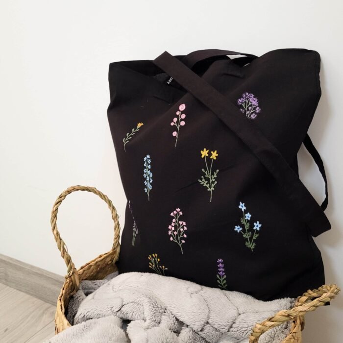 Tote Bag Negra Pintada A Mano - Limeteart - Imagen 5