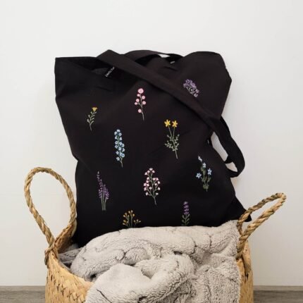 Tote Bag Negra Pintada A Mano - Limeteart