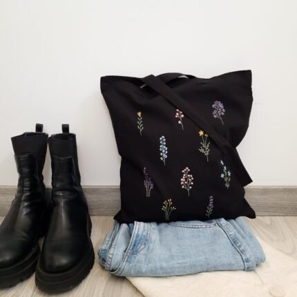 Tote Bag Negra Pintada A Mano - Limeteart - Imagen 3