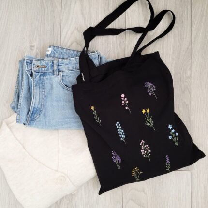 Tote Bag Negra Pintada A Mano - Limeteart - Imagen 4