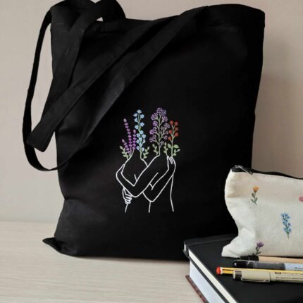 Tote Bag Negra Abrazo De Amor - Limeteart - Imagen 7