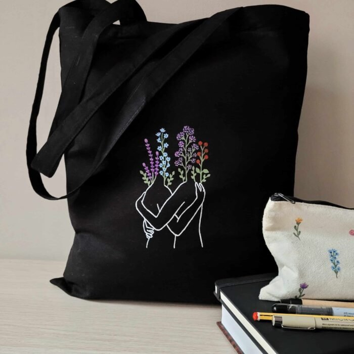 Tote Bag Negra Abrazo De Amor - Limeteart - Imagen 7