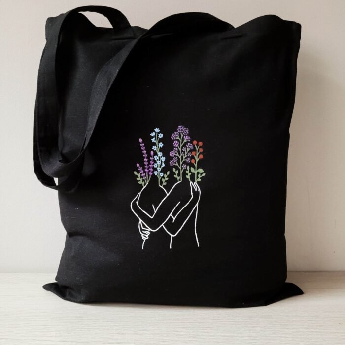 Tote Bag Negra Abrazo De Amor - Limeteart - Imagen 5