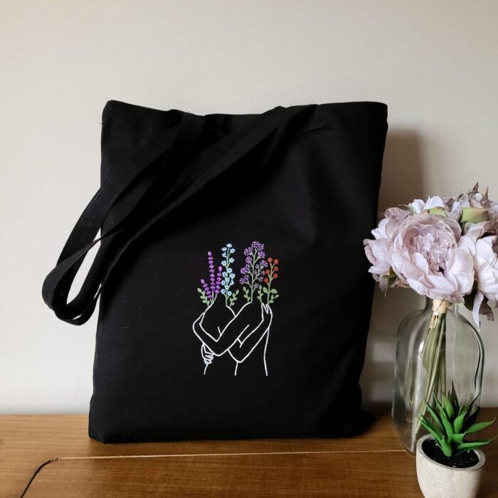 Tote Bag Negra Abrazo De Amor - Limeteart - Imagen 9