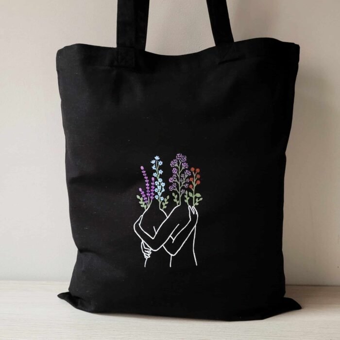 Tote Bag Negra Abrazo De Amor - Limeteart - Imagen 8