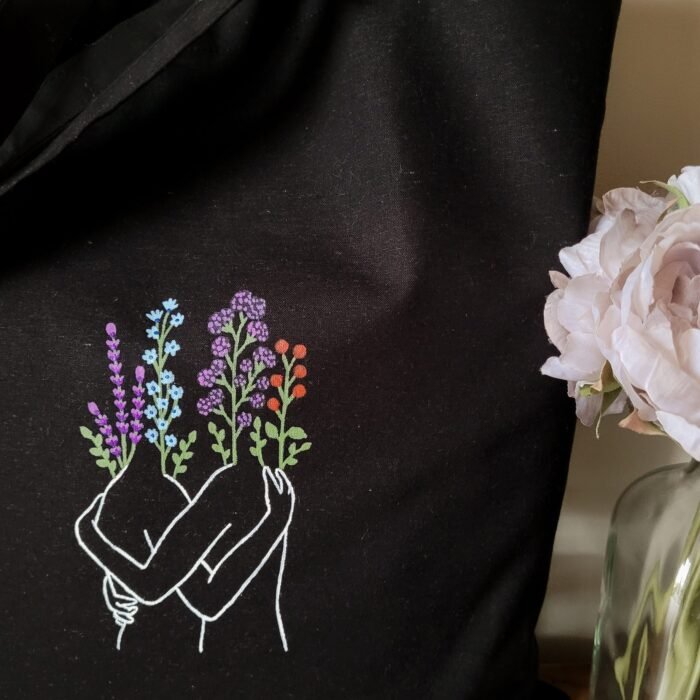 Tote Bag Negra Abrazo De Amor - Limeteart - Imagen 3