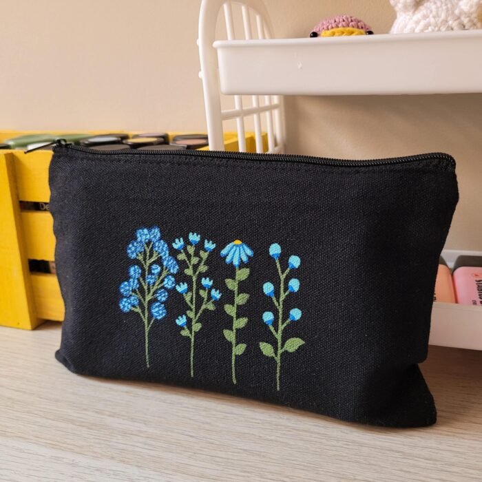 Estuche Negro De Flores - Limeteart - Imagen 1