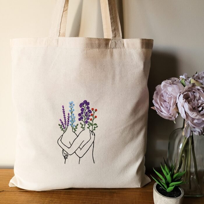 Tote Bag Negra Abrazo De Amor - Limeteart - Imagen 2