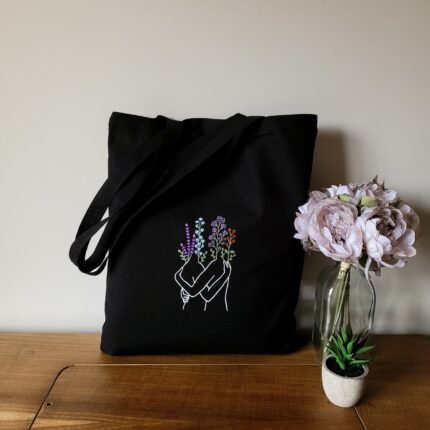 Tote Bag Negra Abrazo De Amor - Limeteart