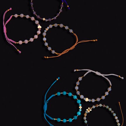 Pulsera en cuarzo rosa con corazón central - Perlamabe - Imagen 4