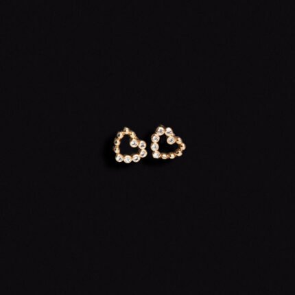 Pendientes corazón baño oro con zirconitas - Perlamabe