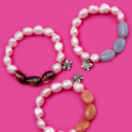 Pulsera de perlas naturales cultivadas y piedras semipreciosas (color cuarzo morado) - Perlamabe - Imagen 3