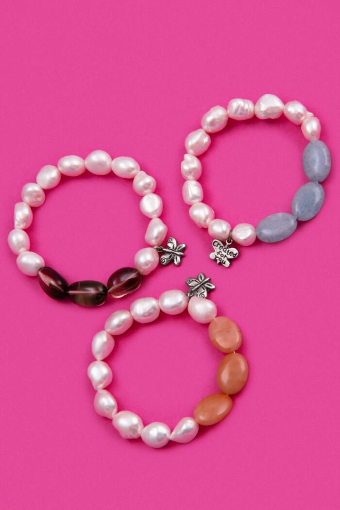Pulsera de perlas naturales cultivadas y piedras semipreciosas (color cuarzo morado) - Perlamabe - Imagen 3