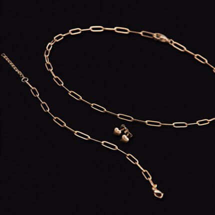 CL0037 Collar cadena eslabones con flash de oro - Perla MABE - Imagen 3